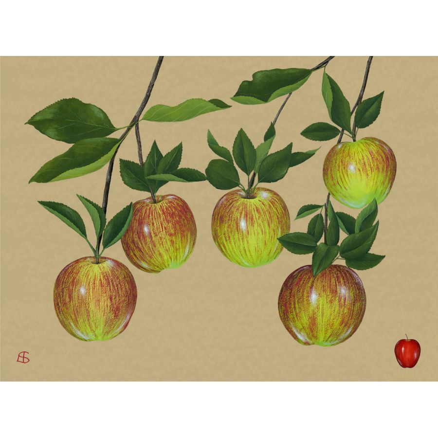 Five Apples on Gold Table Mats