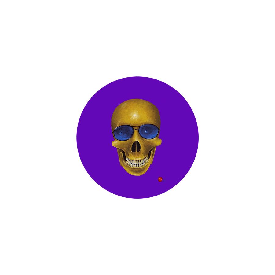 Skull on Purple  Glass Trivet