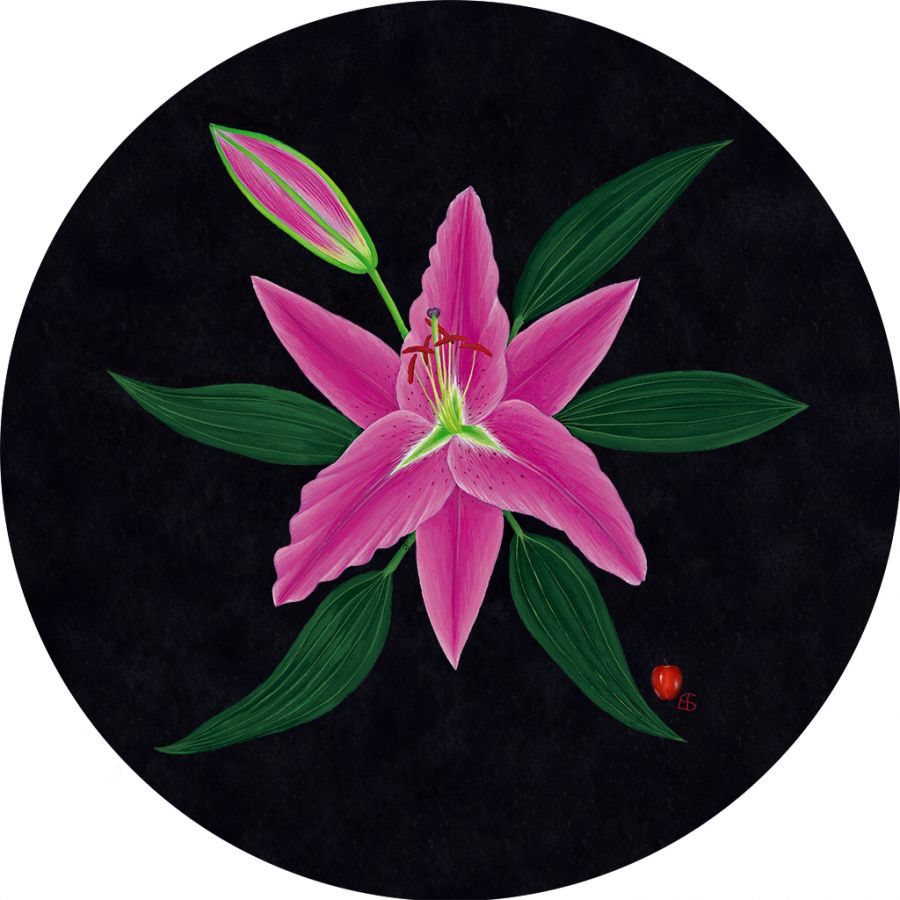 Pink Lily on Round Table Mats